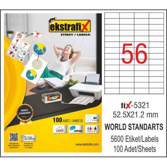 EKSTRAFİX FİX-5321 LAZER ETİKET 52.5X21.2MM