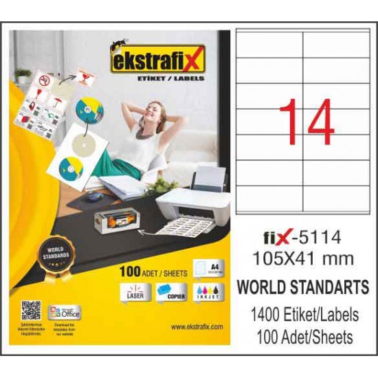 EKSTRAFİX FİX-5114 LAZER ETİKET 105X41MM