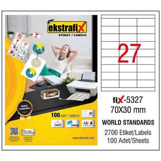 EKSTRAFİX FİX-5327 LAZER ETİKET 70X30MM