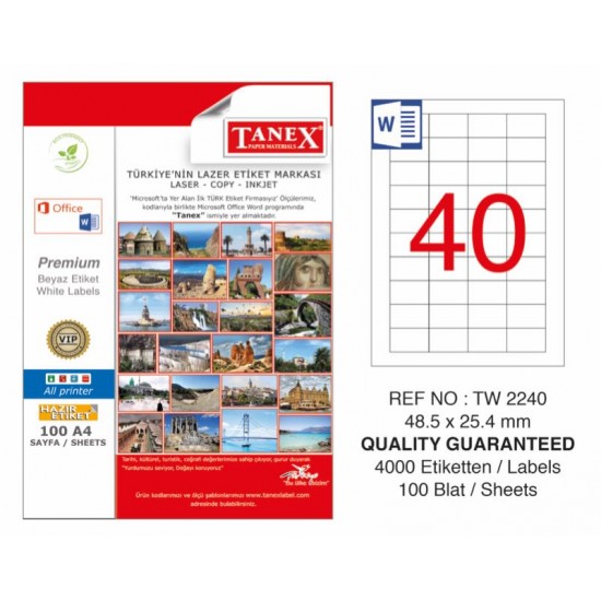 TANEX TW-2240 LAZER ETİKET 48,5X25,4MM