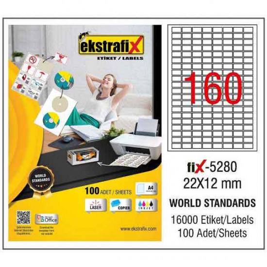 EKSTRAFİX FİX-5280 LAZER ETİKET 22X12MM