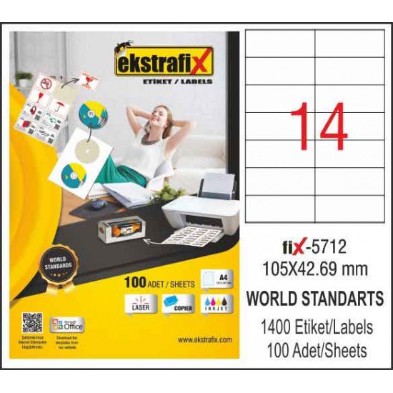 EKSTRAFİX FİX-5712 LAZER ETİKET 105X42.69MM