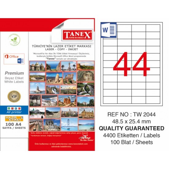 TANEX TW-2044 LAZER ETİKET 48,5X25,4MM