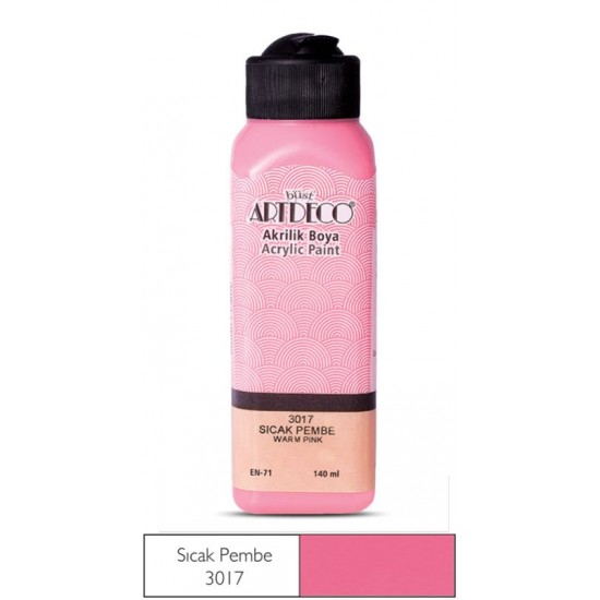 ARTDECO 070R-3017 AKRİLİK BOYA 140ML SICAK PEMBE