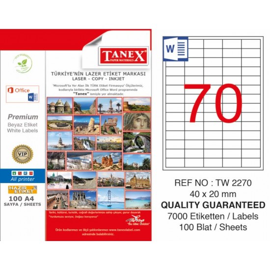 TANEX TW-2270 LAZER ETİKET 40X20MM