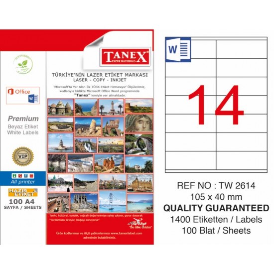 TANEX TW-2614 LAZER ETİKET 105X40MM