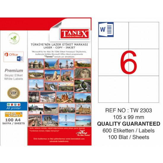 TANEX TW-2303 LAZER ETİKET 105X99MM