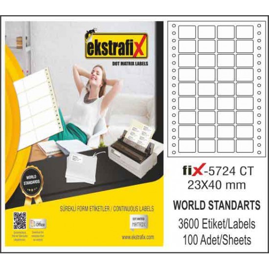 EKSTRAFİX FİX-5724 BİLGİSAYAR ETİKETİ 23X40 MQ