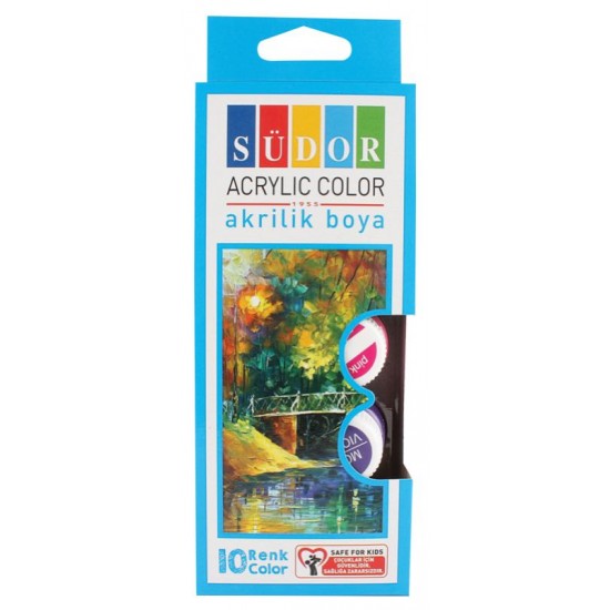 SÜDOR SD122 AKRİLİK BOYA 15ML ŞİŞE 10RENK TK