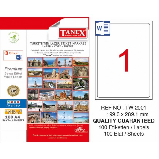 TANEX TW-2001 LAZER ETİKET 199,6X289,1MM