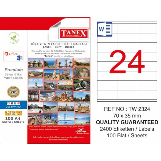 TANEX TW-2324 LAZER ETİKET 70X35MM