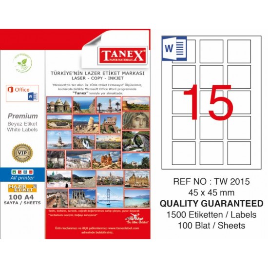 TANEX TW-2015 LAZER ETİKET 45X45MM