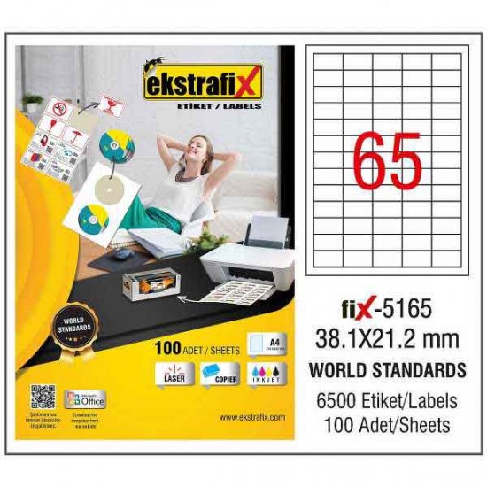 EKSTRAFİX FİX-5165 LAZER ETİKET 38.1X21.1MM