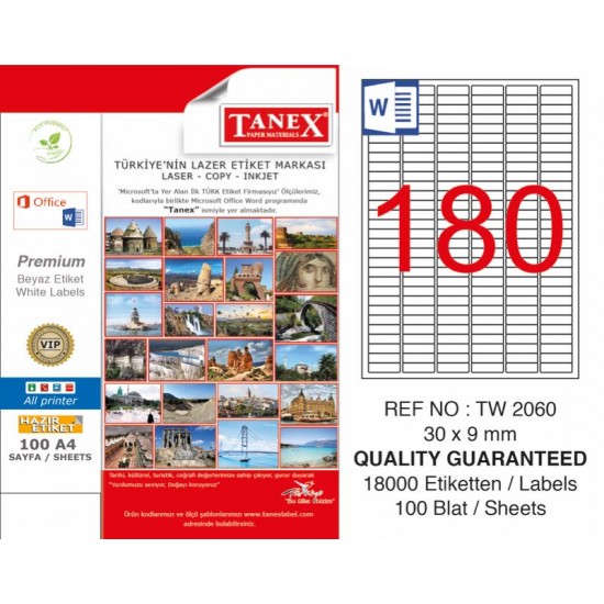 TANEX TW-2060 LAZER ETİKET 30X9MM