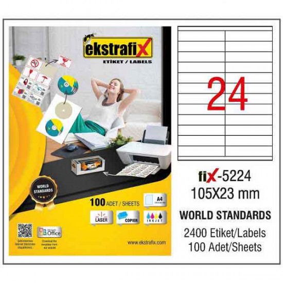 EKSTRAFİX FİX-5224 LAZER ETİKET 105X23MM