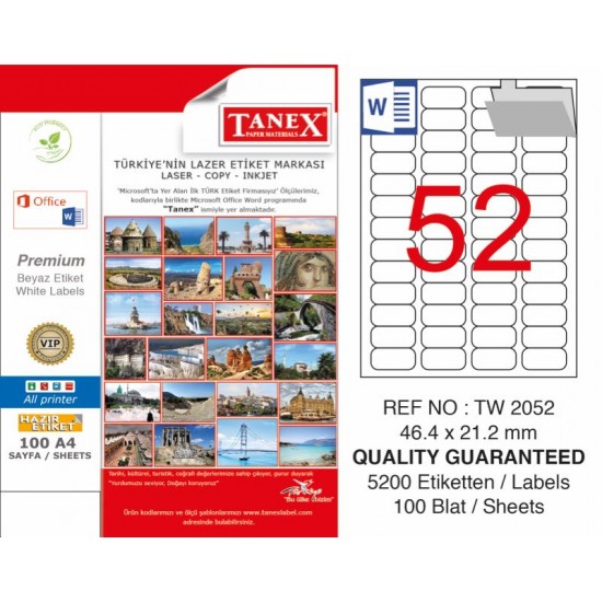 TANEX TW-2052 LAZER ETİKET 46,4X21,2MM