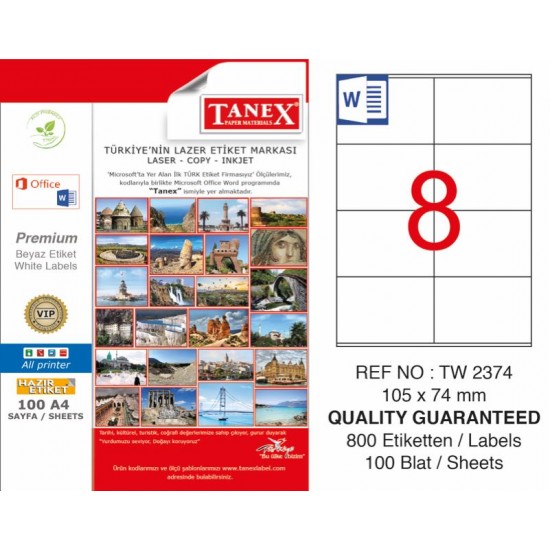 TANEX TW-2374 LAZER ETİKET 105X74,25MM