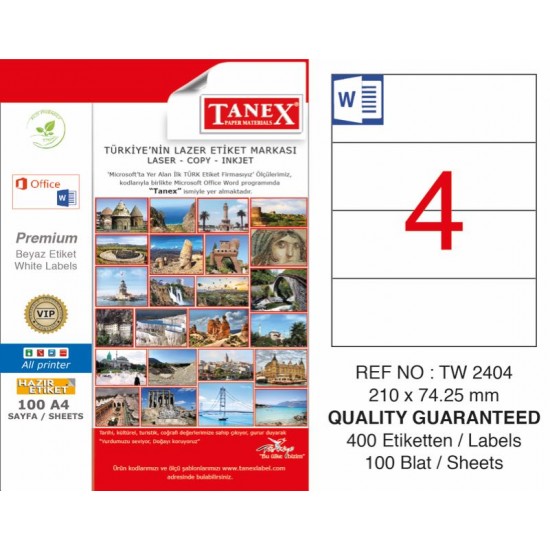 TANEX TW-2404 LAZER ETİKET 210X74,25MM