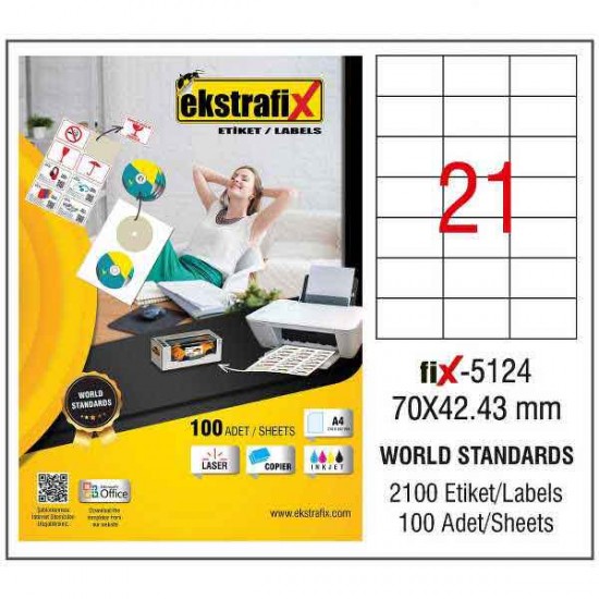 EKSTRAFİX FİX-5124 LAZER ETİKET 70X42.43MM