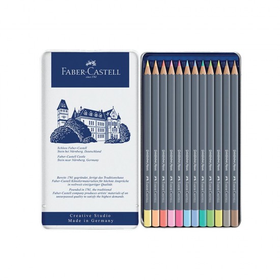 FABER GOLDFABER AQUA BOYA KALEMİ 12LI PASTEL METAL KUTU 114622