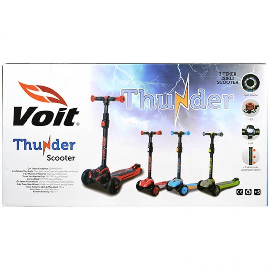 VOIT THUNDER 3 TEKER IŞIKLI SCOOTER KIRMIZI SİYAH