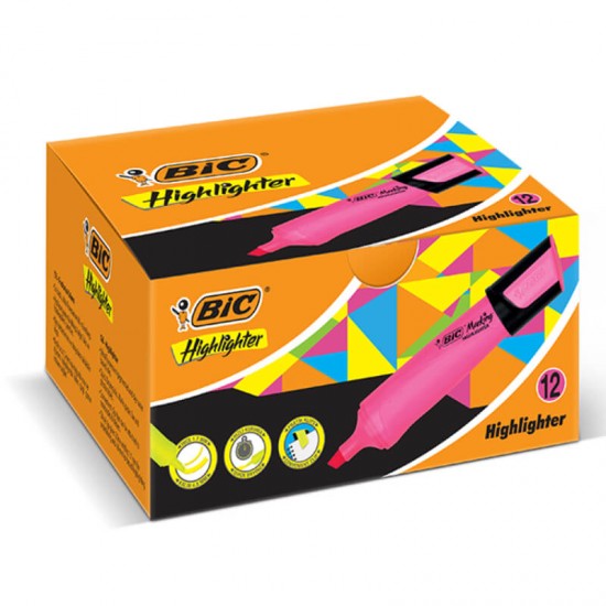 BİC MARKING FLAT HIGHLIGHTER PEMBE 12Lİ KT 968586