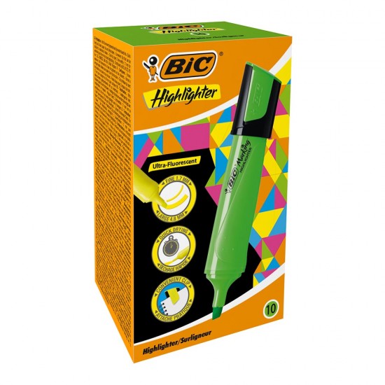 BİC MARKING FLAT HIGHLIGHTER YEŞİL 10LU KT 943648