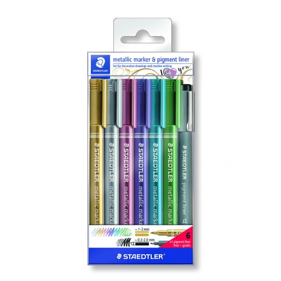 STAEDTLER 8323-SWP6P METALİK MARKÖR 6LI+SİYAH SET