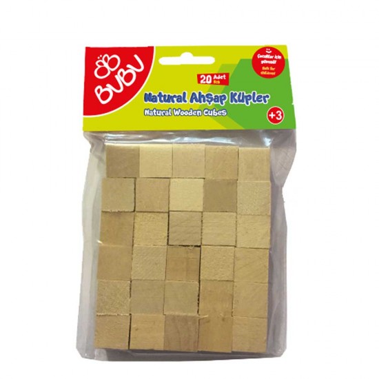 BU-BU AO0006 AHŞAP KÜPLER NATURAL 20 PARÇA