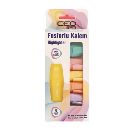 CEREN CEO-FO0022 FOSFORLU KALEM MİNİ PAST.RENKLER 6LI