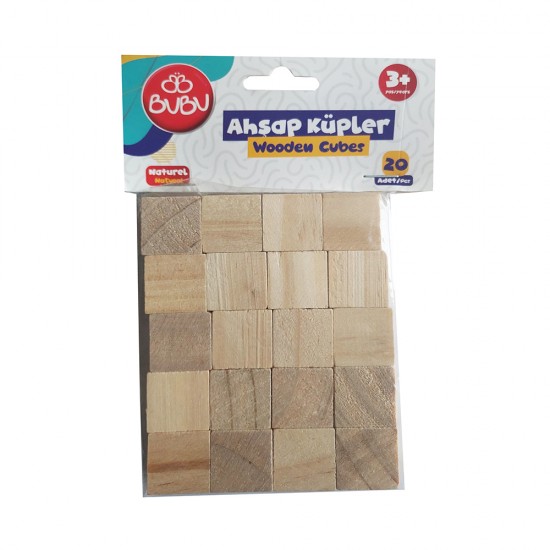 BU-BU HS0033 AHŞAP KÜPLER NATURAL 20 PARÇA