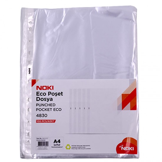 NOKİ DELİKLİ POŞET DOSYA ECO A4 100LÜ 4830