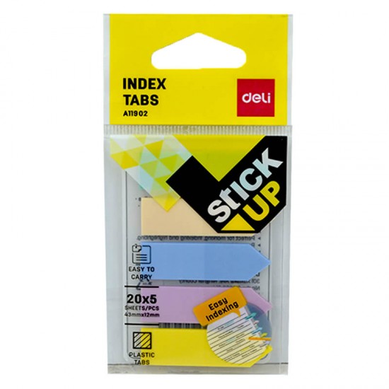 DELİ A11902 YAPIŞKANLI NOT KAĞIDI INDEX TABS 5 Lİ PASTEL RENK / 100133803