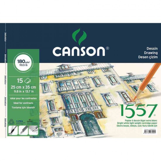 CANSON 1557 ÇİZİM VE RESİM BLOK 25X35 180GR 15YP 180152535