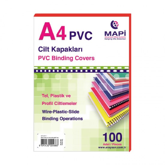 MAPİ 204 02 03 PVC KAPAK A4 160MİC KIRMIZI