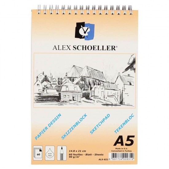 ALEX ALX-821 SPR ESKİZ BLOK 60GR A5 DİK