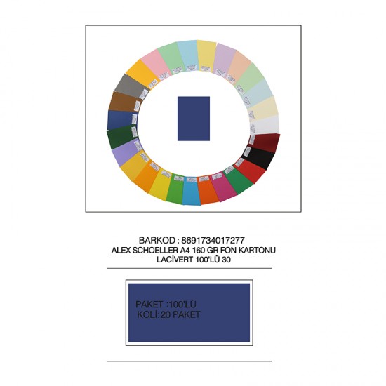 ALEX FON KARTONU A4 NO:30 LACİVERT 100LÜ