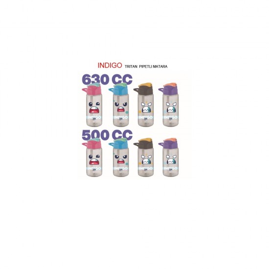 GIPTA K7508 INDIGO TRİTAN DESENLİ PİPETLİ MATARA 500ML