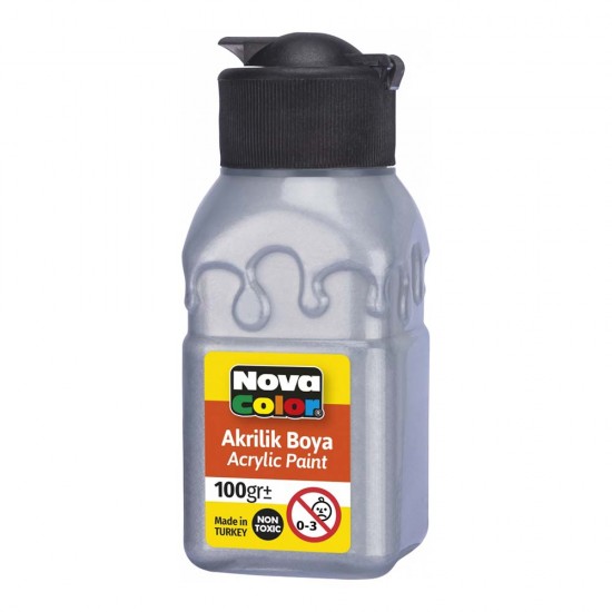 NOVA COLOR NC-2036 AKRİLİK BOYA ŞİŞE 100GR GÜMÜŞ