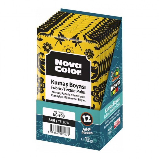 NOVA COLOR NC-900 KUMAŞ BOYASİ TOZ 12GR SARI