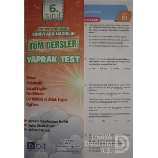 BULUT / 6.SINIF TÜM DERSLER YAPRAK TEST