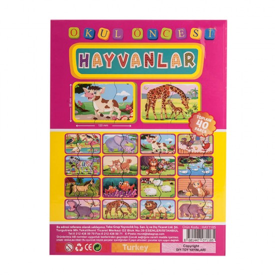 DIYTOY 1185 EĞİTİCİ FLASH CARD HAYVANLAR 2 VE 3 PARÇA