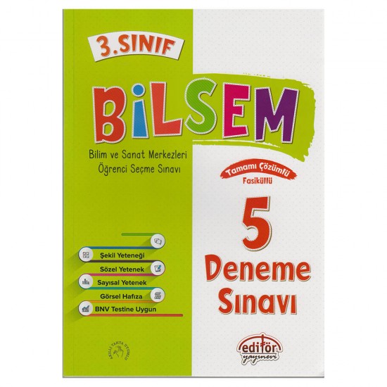 EDİTÖR / 3.SINIF BİLSEM TAMAMI ÇÖZÜMLÜ 5 DENEME SINAVI