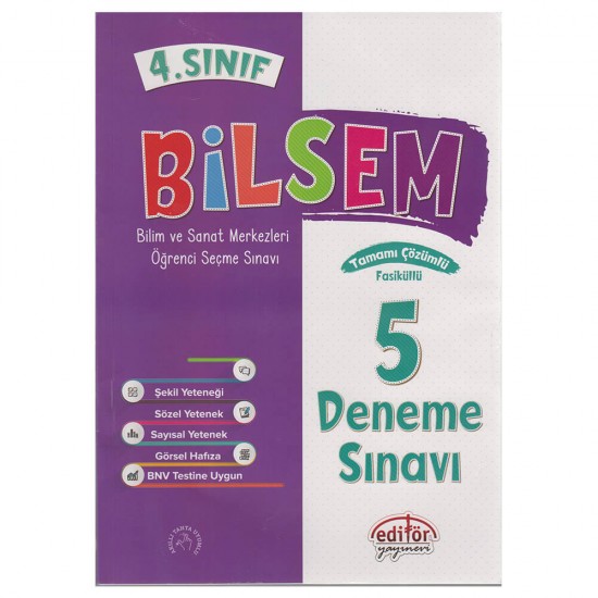 EDİTÖR / 4.SINIF BİLSEM TAMAMI ÇÖZÜMLÜ 5 DENEME SINAVI