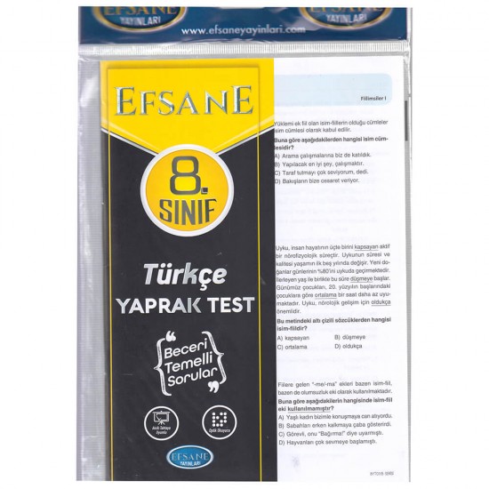 EFSANE /  8.SINIF TÜRKÇE YAPRAK TEST