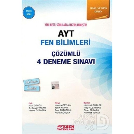 ESEN / AYT FEN BİLİMLERİ ÇÖZÜMLÜ 4 DENEME SINAVI-M