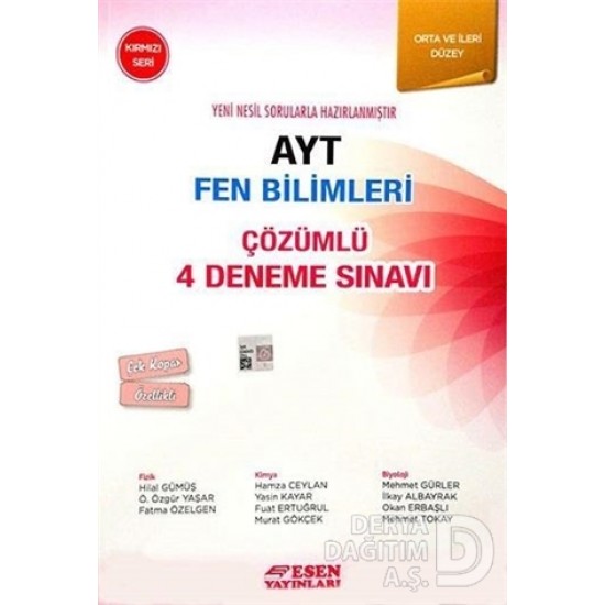 ESEN / AYT FEN BİLİMLERİ ÇÖZÜMLÜ 4 DENEME SINAVI-K