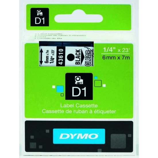 DYMO D1 YEDEK ŞERİT ŞEFFAF-SİYAH 43610