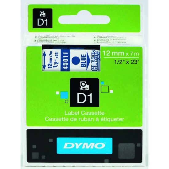 DYMO D1 YEDEK ŞERİT ŞEFFAF-MAVİ 45011