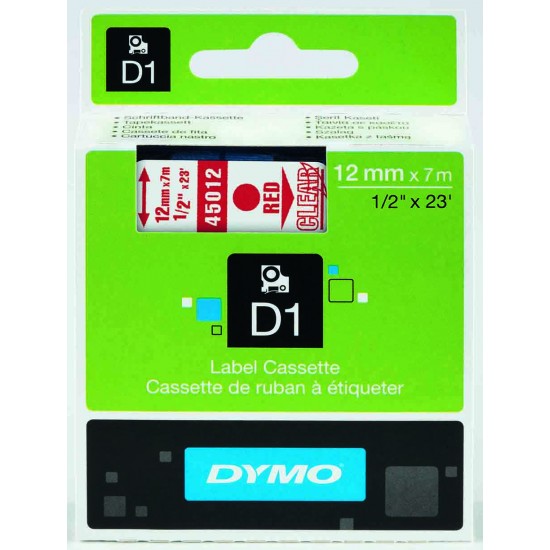 DYMO D1 YEDEK ŞERİT ŞEFFAF-KIRMIZI 45012